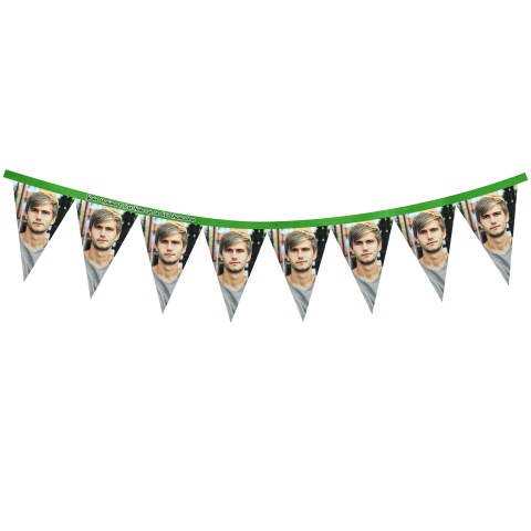 - 1 Metre with 8 Flags (20cm) Bright Green Mock Suede Polyester Fabric (Optional Personalised Gift Text)