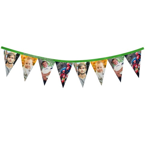 - 1 Metre with 8 Flags (20cm) Bright Green Mock Suede Polyester Fabric (Optional Personalised Gift Text)
