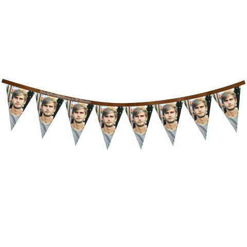 - 1 Metre with 8 Flags (20cm) Brown Mock Suede Polyester Fabric (Optional Personalised Gift Text)