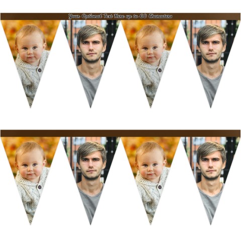 - 1 Metre with 8 Flags (20cm) Brown Mock Suede Polyester Fabric (Personalised with Text)