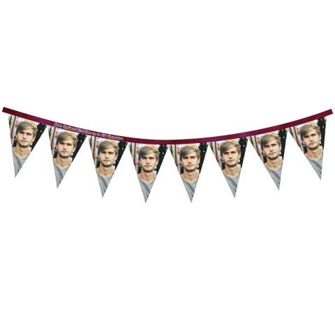 - 1 Metre with 8 Flags (20cm) Burgundy Mock Suede Polyester Fabric (Optional Personalised Gift Text)