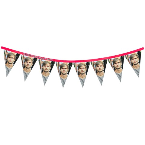 - 1 Metre with 8 Flags (20cm) Fuchsia Pink Mock Suede Polyester Fabric (Optional Personalised Gift Text)
