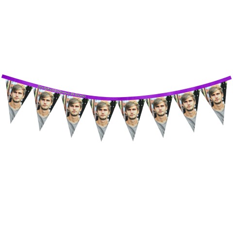 - 1 Metre with 8 Flags (20cm) Purple Mock Suede Polyester Fabric (Optional Personalised Gift Text)