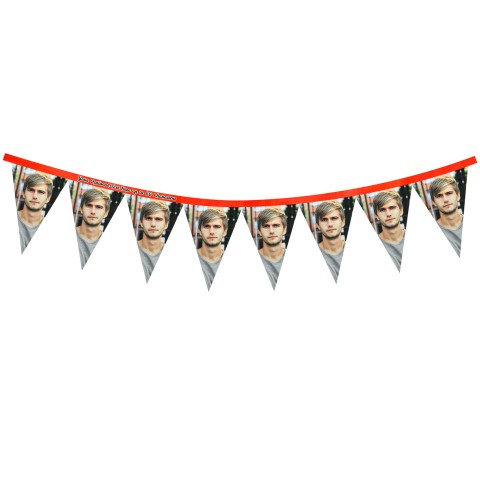 - 1 Metre with 8 Flags (20cm) Red Mock Suede Polyester Fabric (Optional Personalised Gift Text)