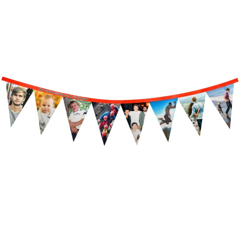 - 1 Metre with 8 Flags (20cm) Red Mock Suede Polyester Fabric (Optional Personalised Gift Text)