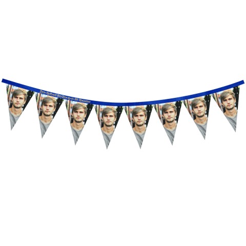 - 1 Metre with 8 Flags (20cm) Royal Blue Mock Suede Polyester Fabric (Optional Personalised Gift Text)