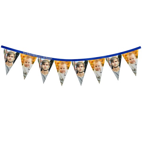 - 1 Metre with 8 Flags (20cm) Royal Blue Mock Suede Polyester Fabric (Optional Personalised Gift Text)