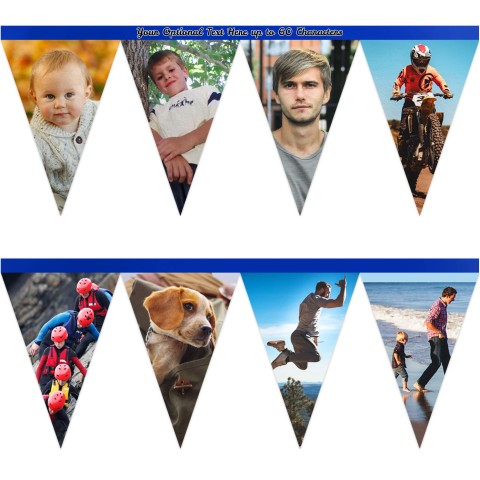 - 1 Metre with 8 Flags (20cm) Royal Blue Mock Suede Polyester Fabric (Personalised with Text)
