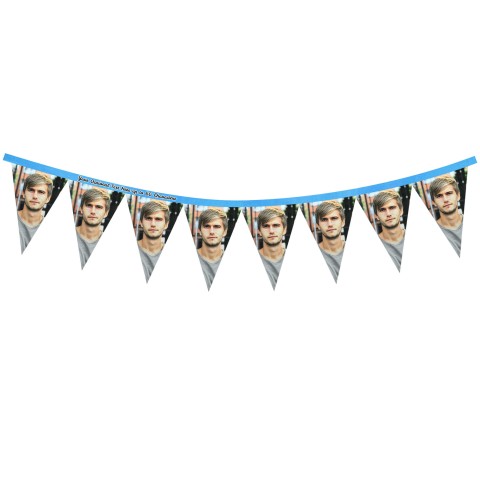 - 1 Metre with 8 Flags (20cm) Sky Blue Mock Suede Polyester Fabric (Optional Personalised Gift Text)