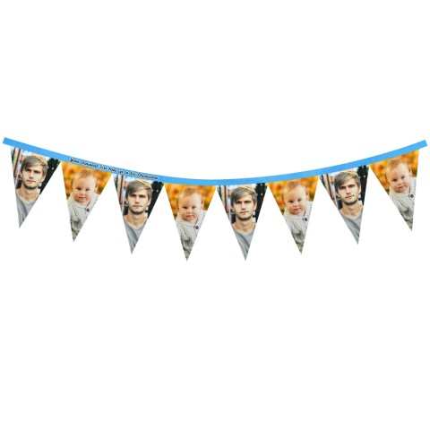- 1 Metre with 8 Flags (20cm) Sky Blue Mock Suede Polyester Fabric (Optional Personalised Gift Text)