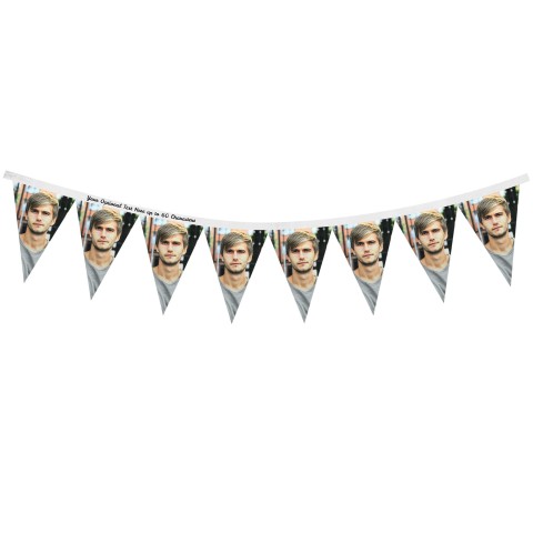 - 1 Metre with 8 Flags (20cm) White Mock Suede Polyester Fabric (Optional Personalised Gift Text)