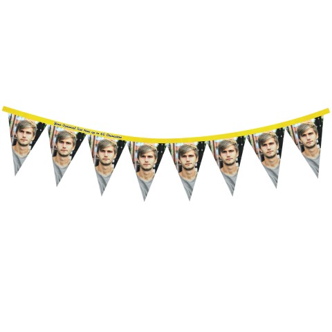 - 1 Metre with 8 Flags (20cm) Yellow Mock Suede Polyester Fabric (Optional Personalised Gift Text)