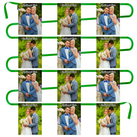 - 5 Metres with 12 Rectangle Flags (28cm) Mock Suede Polyester Fabric (Personalised with Text)
