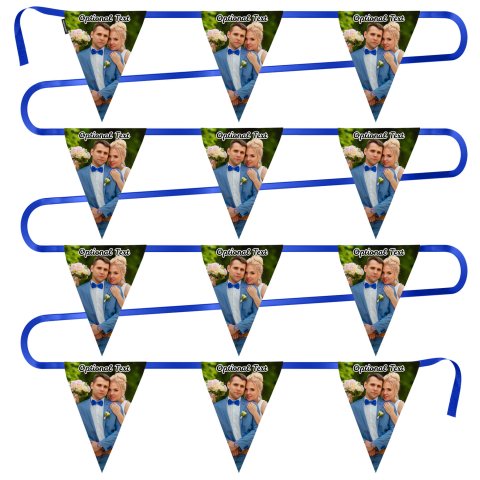 - 5 Metres with 12 Triangle Flags (28cm) Mock Suede Polyester Fabric (Personalised with Text)