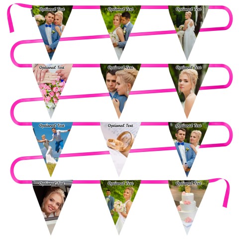- 5 Metres with 12 Triangle Flags (28cm) Mock Suede Polyester Fabric (Personalised with Text)