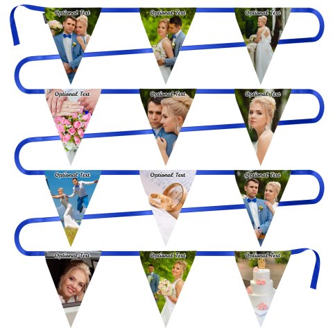 - 5 Metres with 12 Triangle Flags (28cm) Mock Suede Polyester Fabric (Personalised with Text)