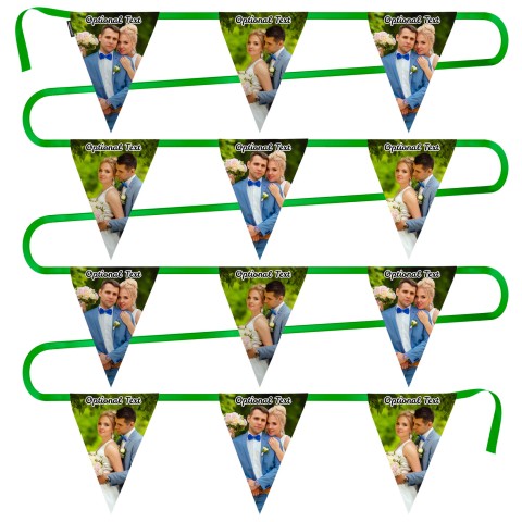 - 5 Metres with 12 Triangle Flags (28cm) Mock Suede Polyester Fabric (Personalised with Text)