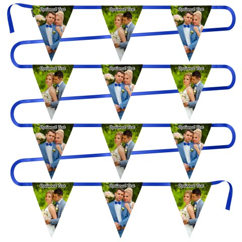 - 5 Metres with 12 Triangle Flags (28cm) Mock Suede Polyester Fabric (Personalised with Text)