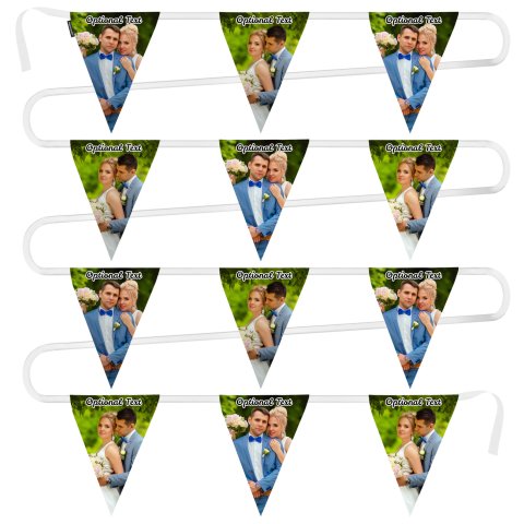 - 5 Metres with 12 Triangle Flags (28cm) Mock Suede Polyester Fabric (Personalised with Text)