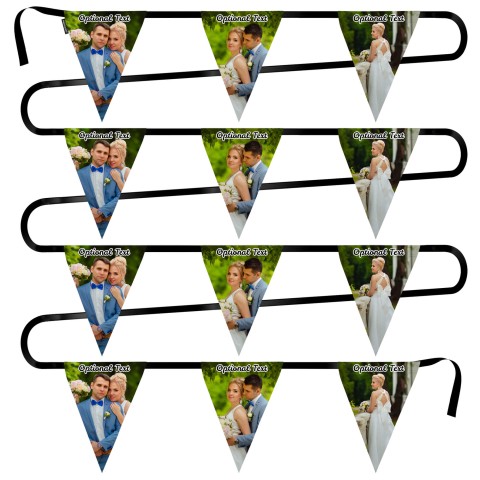 - 5 Metres with 12 Triangle Flags (28cm) Mock Suede Polyester Fabric (Personalised with Text)