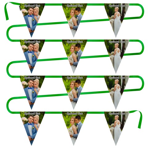 - 5 Metres with 12 Triangle Flags (28cm) Mock Suede Polyester Fabric (Personalised with Text)