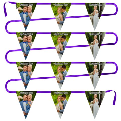 - 5 Metres with 12 Triangle Flags (28cm) Mock Suede Polyester Fabric (Personalised with Text)