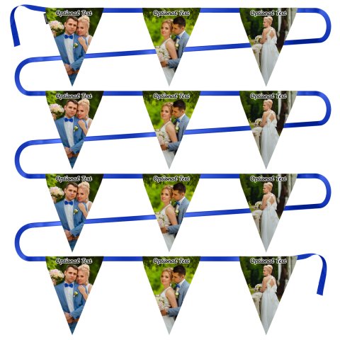 - 5 Metres with 12 Triangle Flags (28cm) Mock Suede Polyester Fabric (Personalised with Text)