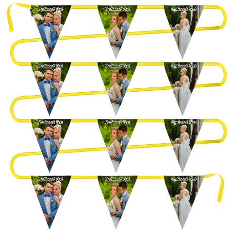 - 5 Metres with 12 Triangle Flags (28cm) Mock Suede Polyester Fabric (Personalised with Text)