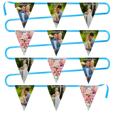 - 5 Metres with 12 Triangle Flags (28cm) Mock Suede Polyester Fabric (Personalised with Text)