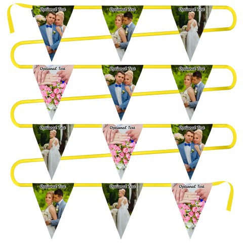 - 5 Metres with 12 Triangle Flags (28cm) Mock Suede Polyester Fabric (Personalised with Text)