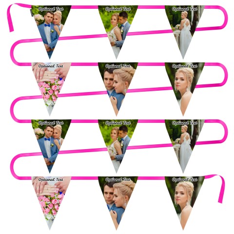 - 5 Metres with 12 Triangle Flags (28cm) Mock Suede Polyester Fabric (Personalised with Text)