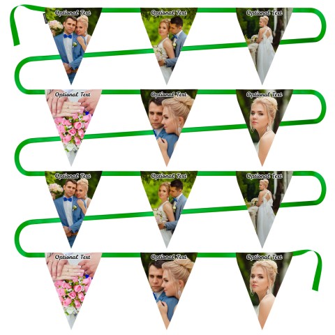 - 5 Metres with 12 Triangle Flags (28cm) Mock Suede Polyester Fabric (Personalised with Text)