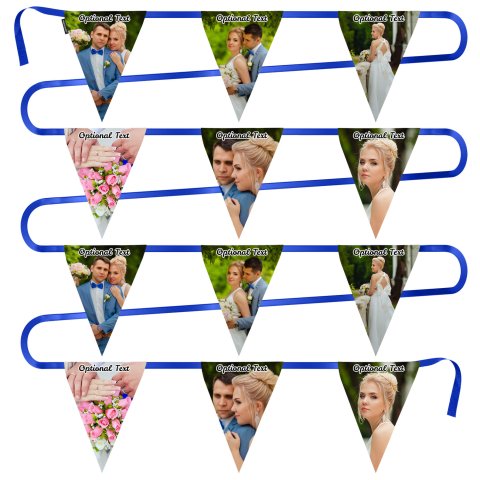 - 5 Metres with 12 Triangle Flags (28cm) Mock Suede Polyester Fabric (Personalised with Text)