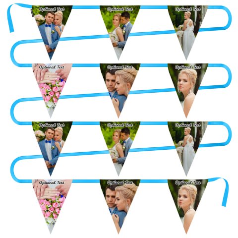 - 5 Metres with 12 Triangle Flags (28cm) Mock Suede Polyester Fabric (Personalised with Text)