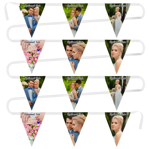 - 5 Metres with 12 Triangle Flags (28cm) Mock Suede Polyester Fabric (Personalised with Text)