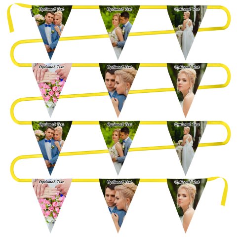 - 5 Metres with 12 Triangle Flags (28cm) Mock Suede Polyester Fabric (Personalised with Text)