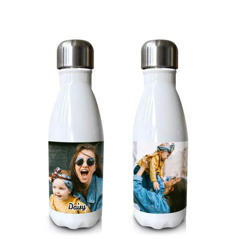- Single Walled (White 500ml) with 2 Photos Printed Front & Back (Personalised with Text)