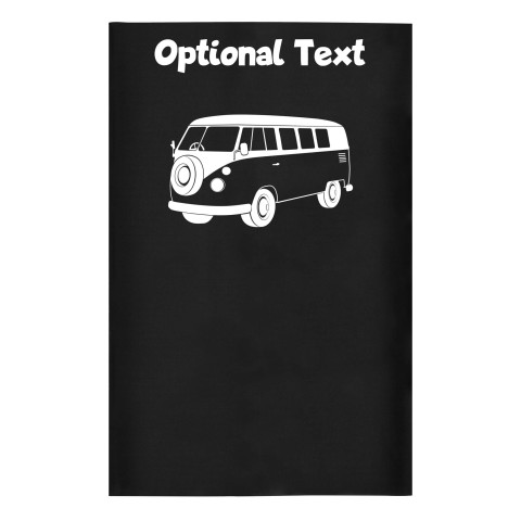 Small (35cm x 22cm) (Camper Van Icon) Black - Stretch Polyester (Optional Personalised Gift Text)