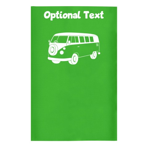 Small (35cm x 22cm) (Camper Van Icon) Bright Green - Stretch Polyester (Optional Personalised Gift Text)
