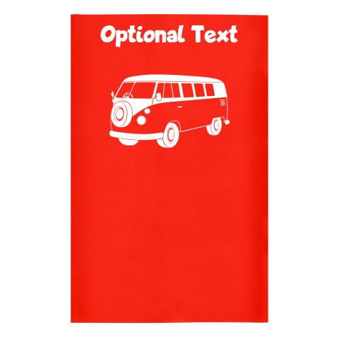 Small (35cm x 22cm) (Camper Van Icon) Red - Stretch Polyester (Optional Personalised Gift Text)