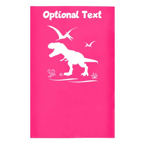 Small (35cm x 22cm) with Dinosaur Icon Fuchsia Pink - Stretch Polyester (Optional Personalised Gift Text)