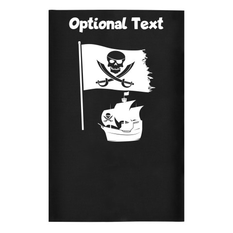 Small (35cm x 22cm) (Pirate Flag Icon) Black - Stretch Polyester (Optional Personalised Gift Text)
