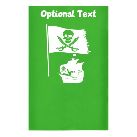 Small (35cm x 22cm) (Pirate Flag Icon) Bright Green - Stretch Polyester (Optional Personalised Gift Text)