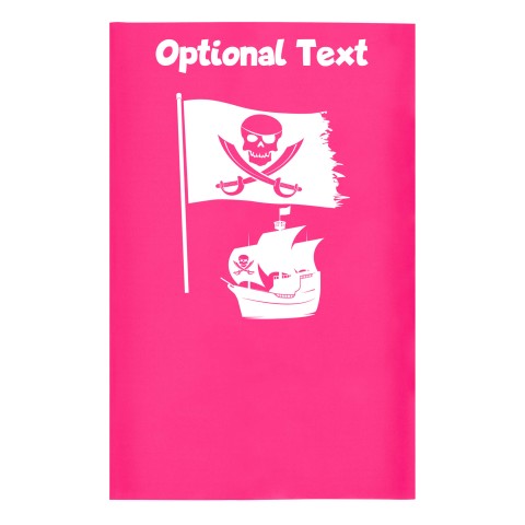 Small (35cm x 22cm) (Pirate Flag Icon) Fuchsia Pink - Stretch Polyester (Optional Personalised Gift Text)