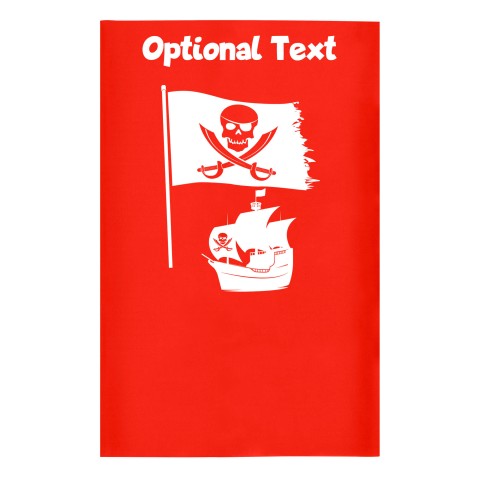 Small (35cm x 22cm) (Pirate Flag Icon) Red - Stretch Polyester (Optional Personalised Gift Text)