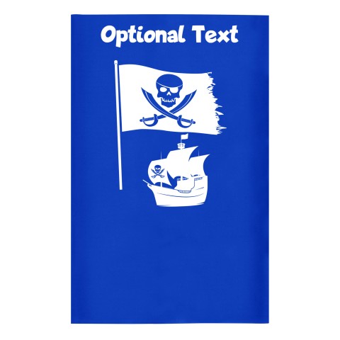 Small (35cm x 22cm) (Pirate Flag Icon) Royal Blue - Stretch Polyester (Optional Personalised Gift Text)