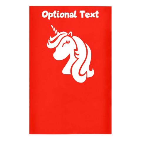 Small (35cm x 22cm) (Unicorn Icon) Red - Stretch Polyester (Optional Personalised Gift Text)