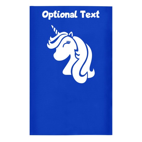 Small (35cm x 22cm) (Unicorn Icon) Royal Blue - Stretch Polyester (Optional Personalised Gift Text)