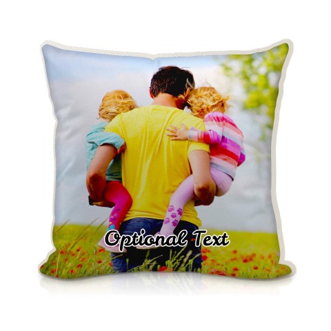 (25cm Square) - Natural Cotton Fabric with Removable Cover (Zip) (Personalised with Text)