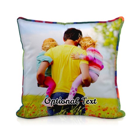 (25cm Square) - Tartan Fleece Fabric with Removable Cover (Zip) (Personalised with Text)